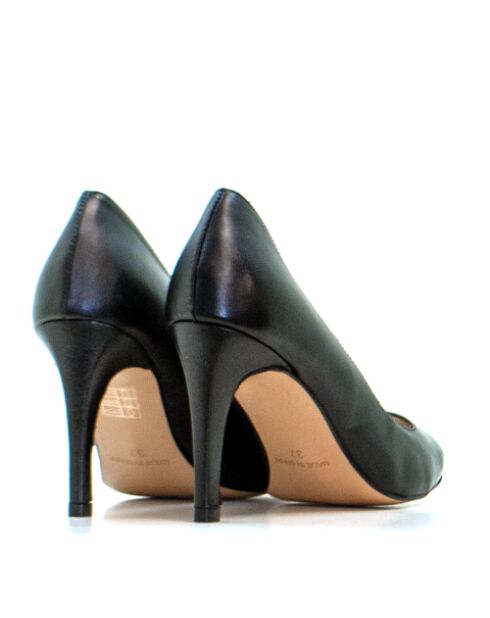 Gemma zwarte leren pumps - Hak: 8,5 cm