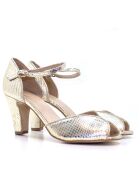 Zapatos de tacón Gianara de piel metalizada platino - Tacón: 7 cm