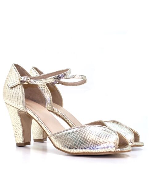 Zapatos de tacón Gianara de piel metalizada platino - Tacón: 7 cm