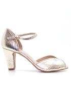 Zapatos de tacón Gianara de piel metalizada platino - Tacón: 7 cm