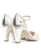 Zapatos de tacón Gianara de piel metalizada platino - Tacón: 7 cm