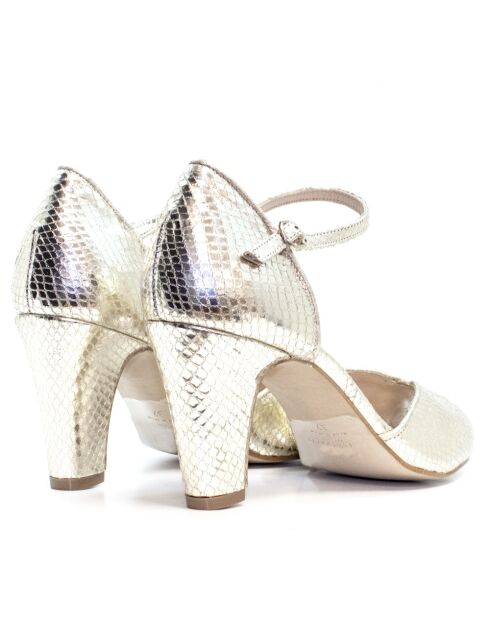 Zapatos de tacón Gianara de piel metalizada platino - Tacón: 7 cm