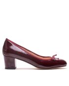 Bordeauxrode leren pumps van Lorraine - Hak: 5 cm