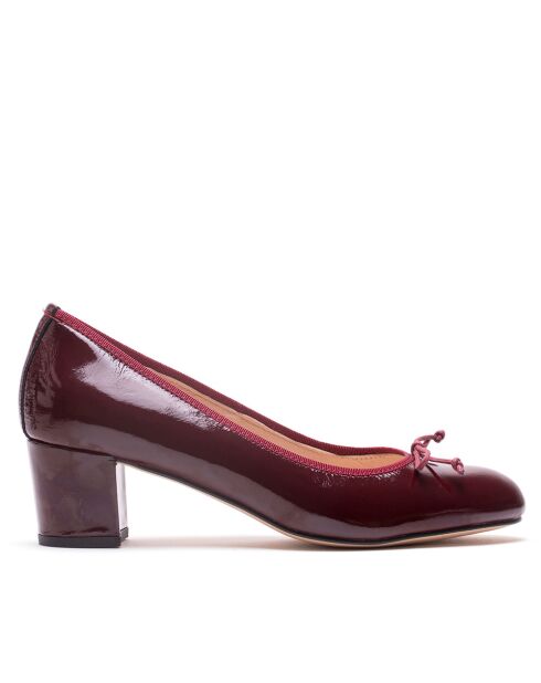 Bordeauxrode leren pumps van Lorraine - Hak: 5 cm