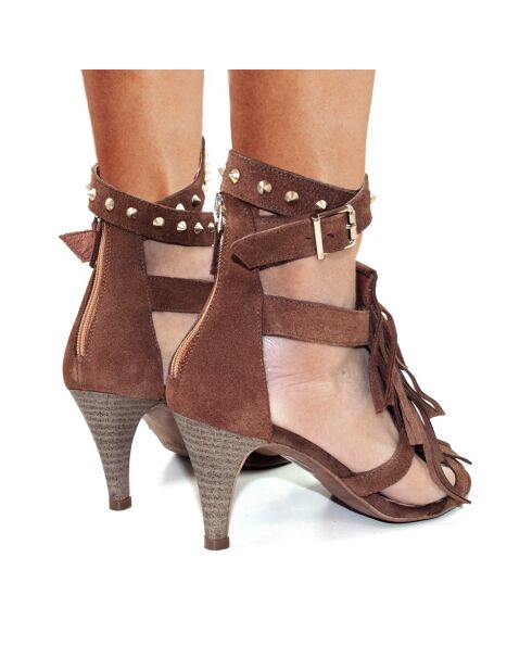 Zapatos de tacón CA-346R de gamuza nude - Tacón: 6 cm