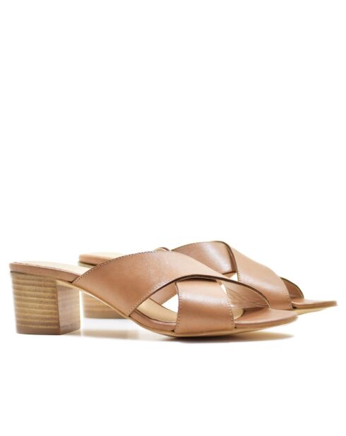 Sandalias Colmar de piel camel - Tacón: 5.5 cm