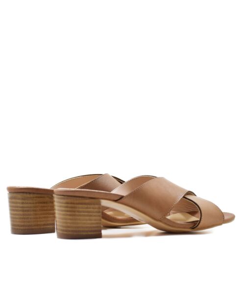 Sandalias Colmar de piel camel - Tacón: 5.5 cm
