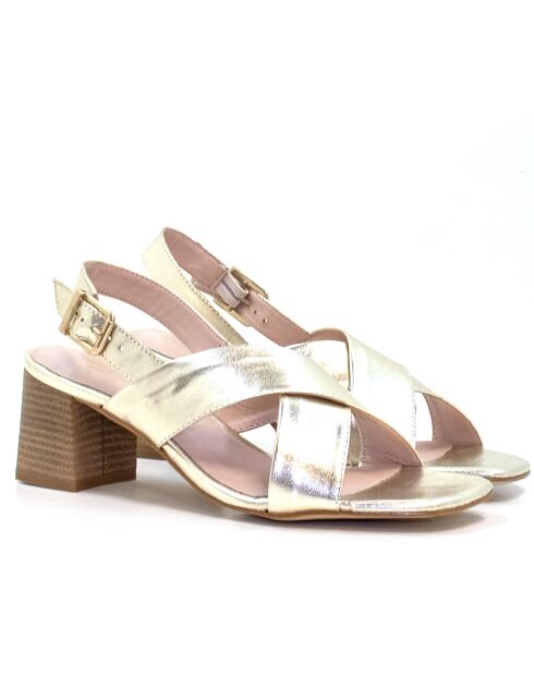 Sandalias SD-172 de piel metalizada platino - Tacón: 5.5 cm