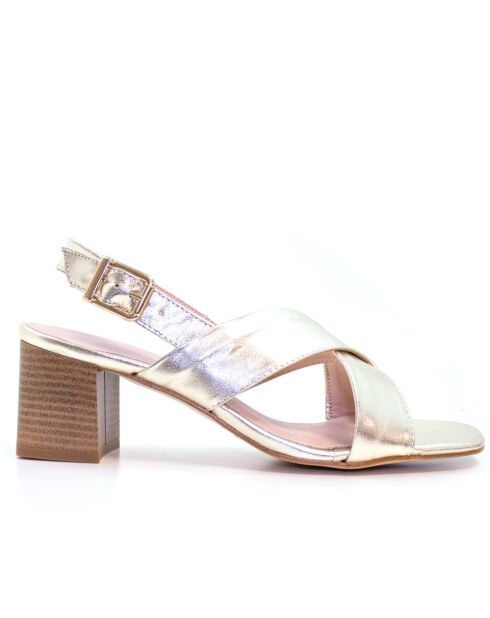 Sandalias SD-172 de piel metalizada platino - Tacón: 5.5 cm