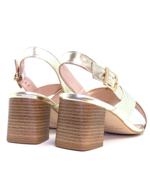 Sandalias SD-172 de piel metalizada platino - Tacón: 5.5 cm