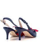 Donkerblauwe leren pumps van Dina - Hak: 6,5 cm