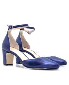 Xenia marineblauwe leren pumps - Hak: 6 cm