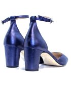 Xenia marineblauwe leren pumps - Hak: 6 cm