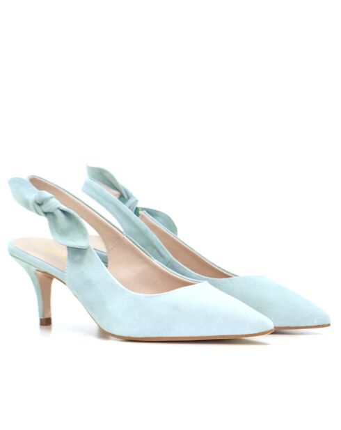 157668 pumps van suède in pastelmint - Hak: 6 cm