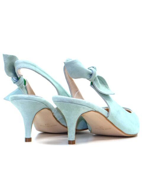 157668 pumps van suède in pastelmint - Hak: 6 cm