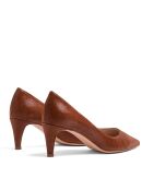 Camelkleurige leren pumps - Hak: 6,5 cm