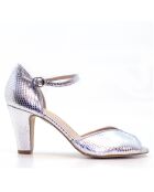 Zapatos de tacón Gianara plata de piel metalizada - Tacón: 7 cm