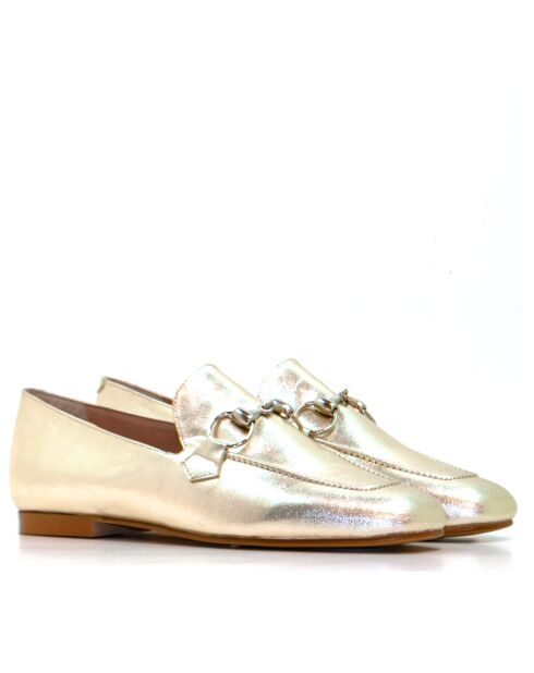 Instappers van metallic leer CA-357 platina mocassin