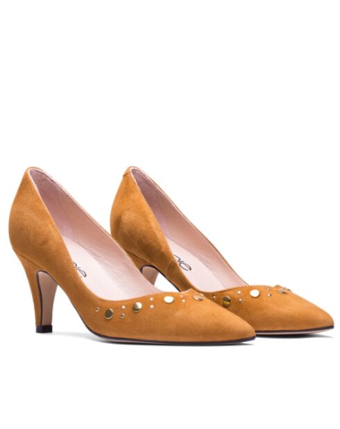 Chaussures à pompe en daim Jazmine safran - Talon : 7 cm