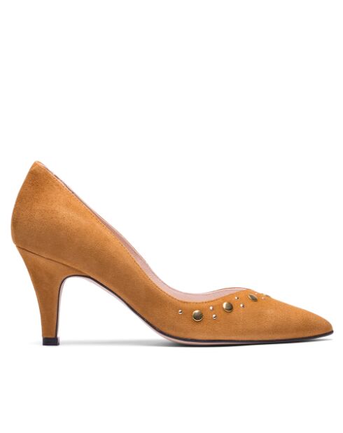 Chaussures à pompe en daim Jazmine safran - Talon : 7 cm