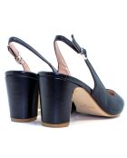 Zwarte leren pumps van Selma - Hak: 7 cm