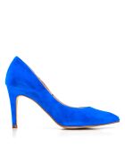 Paula elektrische blauwe suède pumps - Hak: 7 cm
