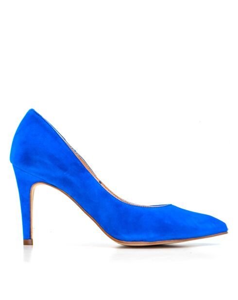 Paula elektrische blauwe suède pumps - Hak: 7 cm