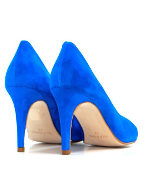 Paula elektrische blauwe suède pumps - Hak: 7 cm