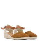E01 Camel-Sandalen aus Veloursleder