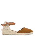 E01 Camel-Sandalen aus Veloursleder