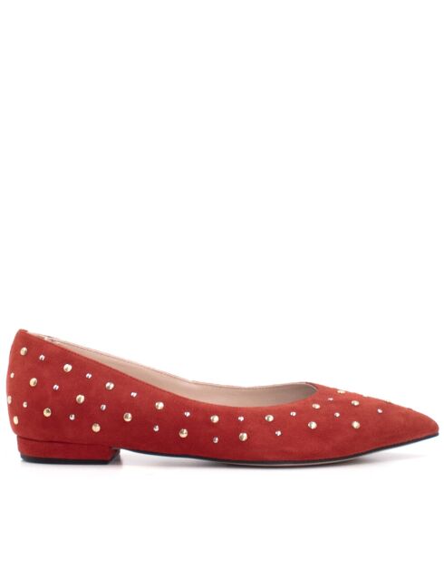 Ballerines en daim CA-106 rouges - Talon : 5 cm