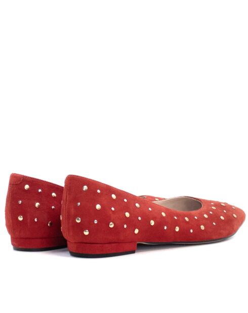 Ballerines en daim CA-106 rouges - Talon : 5 cm