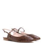 Ballerines en cuir BA23 marron - Talon : 5 cm