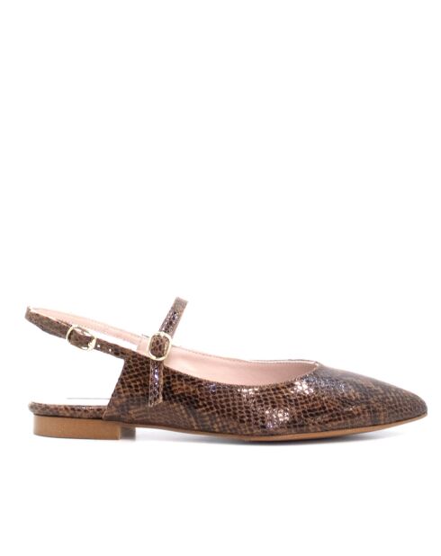 Ballerines en cuir BA23 marron - Talon : 5 cm
