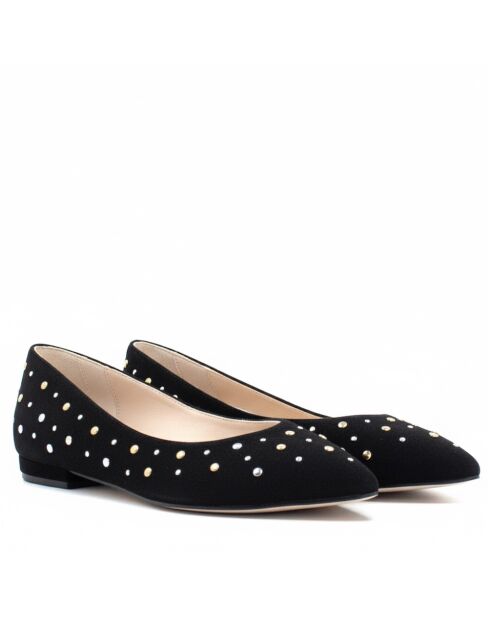 Ballerines en daim CA-106 noires - Talon : 5 cm