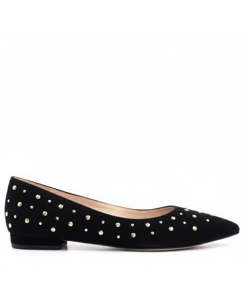 Ballerines en daim CA-106 noires - Talon : 5 cm
