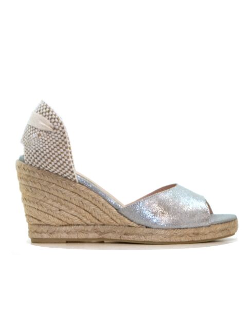 Sandales en cuir daim CA-1389 plata - Talon : 8 cm