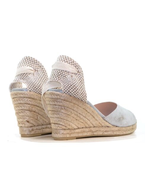 Sandales en cuir daim CA-1389 plata - Talon : 8 cm