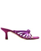 Paarse CA-1873 metalen leren sandalen - Hak: 5,5 cm