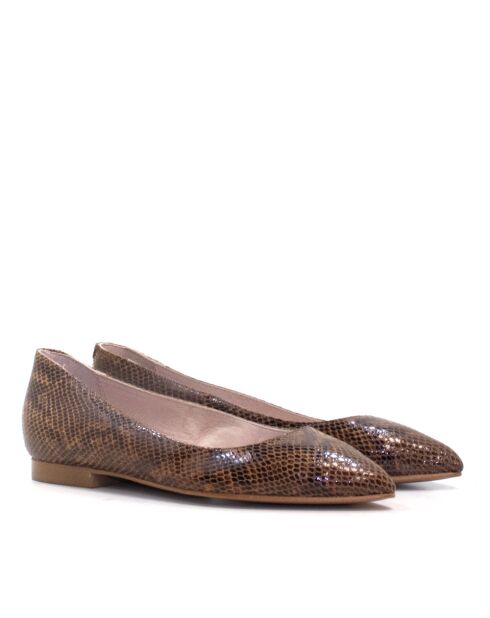 CA-106H camelkleurige leren ballerina's