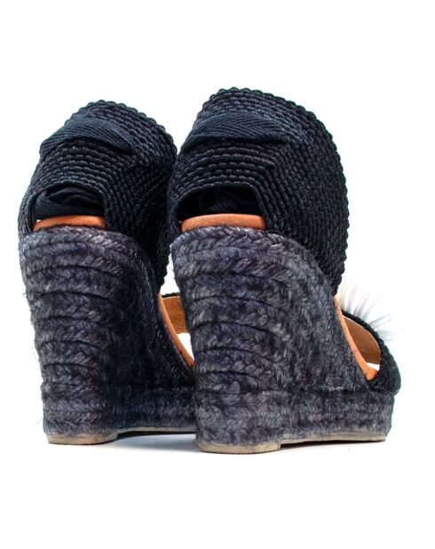 Sandales en cuir 0007 noires - Talon : 7,3 cm