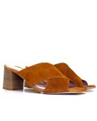 Sandales à talon en daim Zeeco Zoe camel - Talon : 6,5 cm