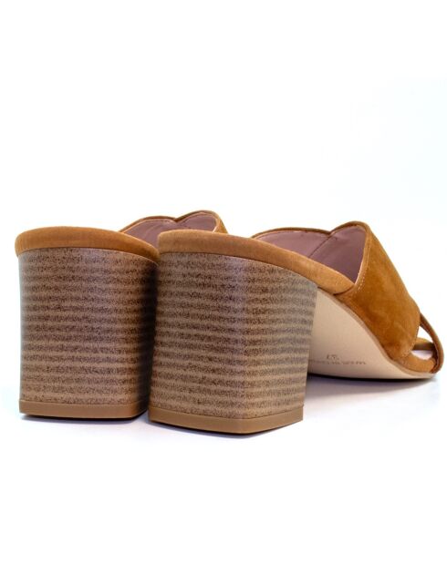 Sandales à talon en daim Zeeco Zoe camel - Talon : 6,5 cm