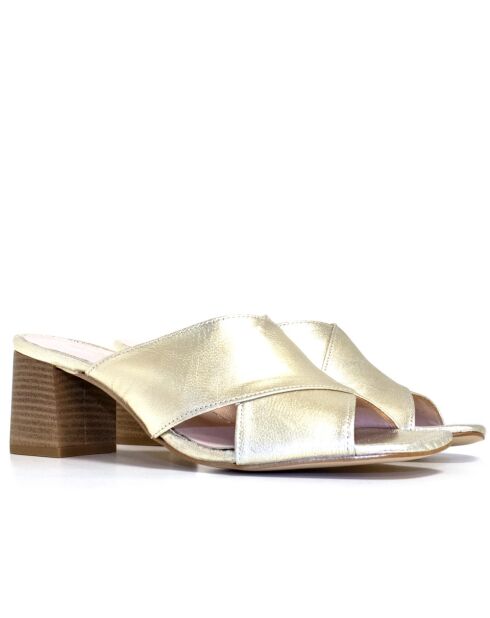 Sandales à talon en cuir Métalliques Zoe platine - Talon : 6,5 cm