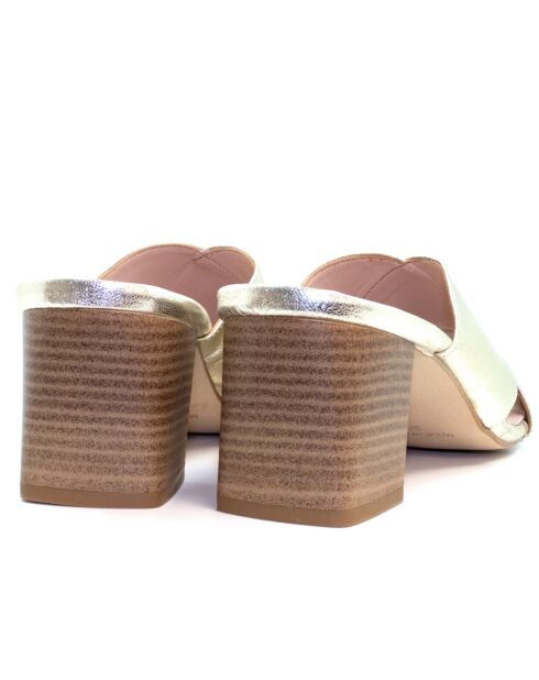Sandales à talon en cuir Métalliques Zoe platine - Talon : 6,5 cm