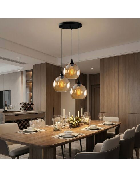 Hängeleuchte aus Goldgold/Schwarz - 44x44x116 cm