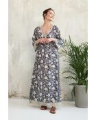 Celine- 3 Sommerkleid aus Baumwolle mit Batikmuster in Blau