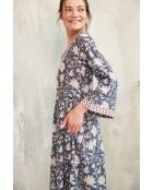 Celine- 3 Sommerkleid aus Baumwolle mit Batikmuster in Blau