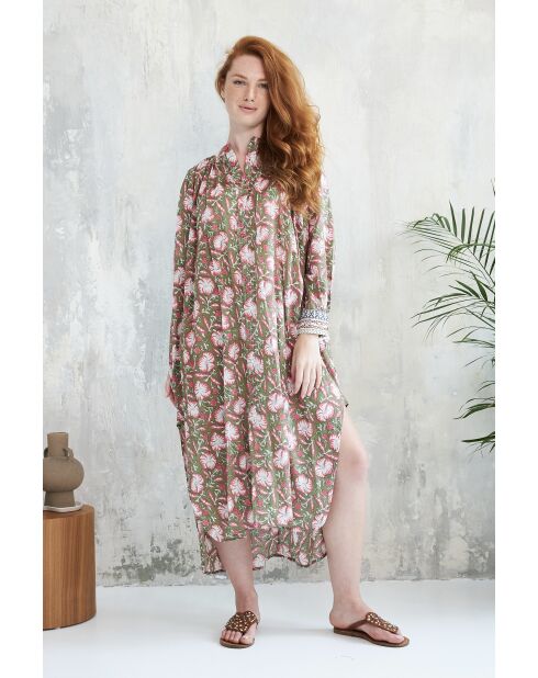 Tania-2 Baumwollkleid mit Batikmuster in Grün