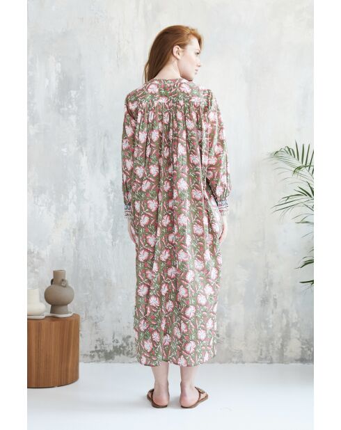 Tania-2 Baumwollkleid mit Batikmuster in Grün